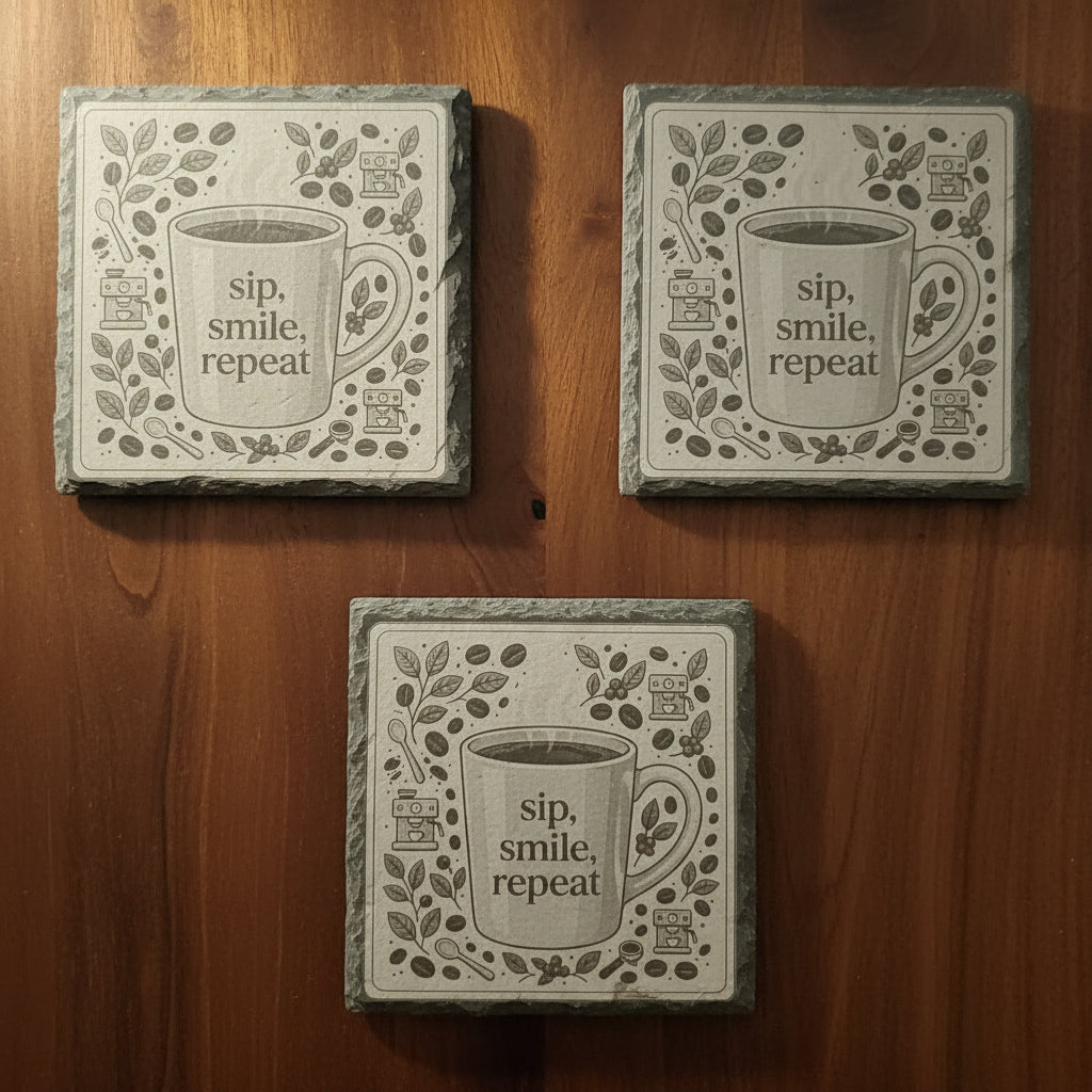 Sip Smile Repeat Slate Coaster